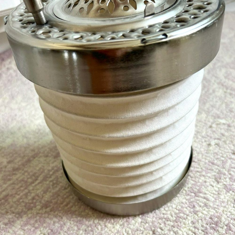Pottery Barn‎ Accordion Lantern For Votive Candle White Silver Hanging